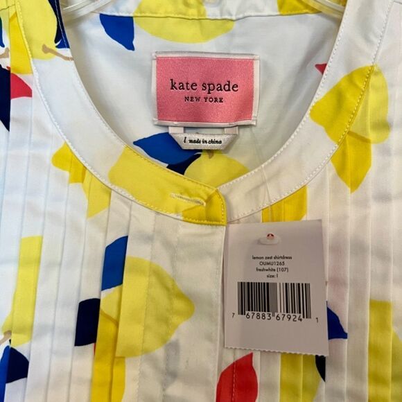 NWT Kate Spade Lemon Zest Shirtdress Shirt Dress Size LARGE - Picture 5 of 6